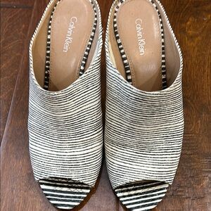 Calvin Klein Black and White Striped Women's Shoes